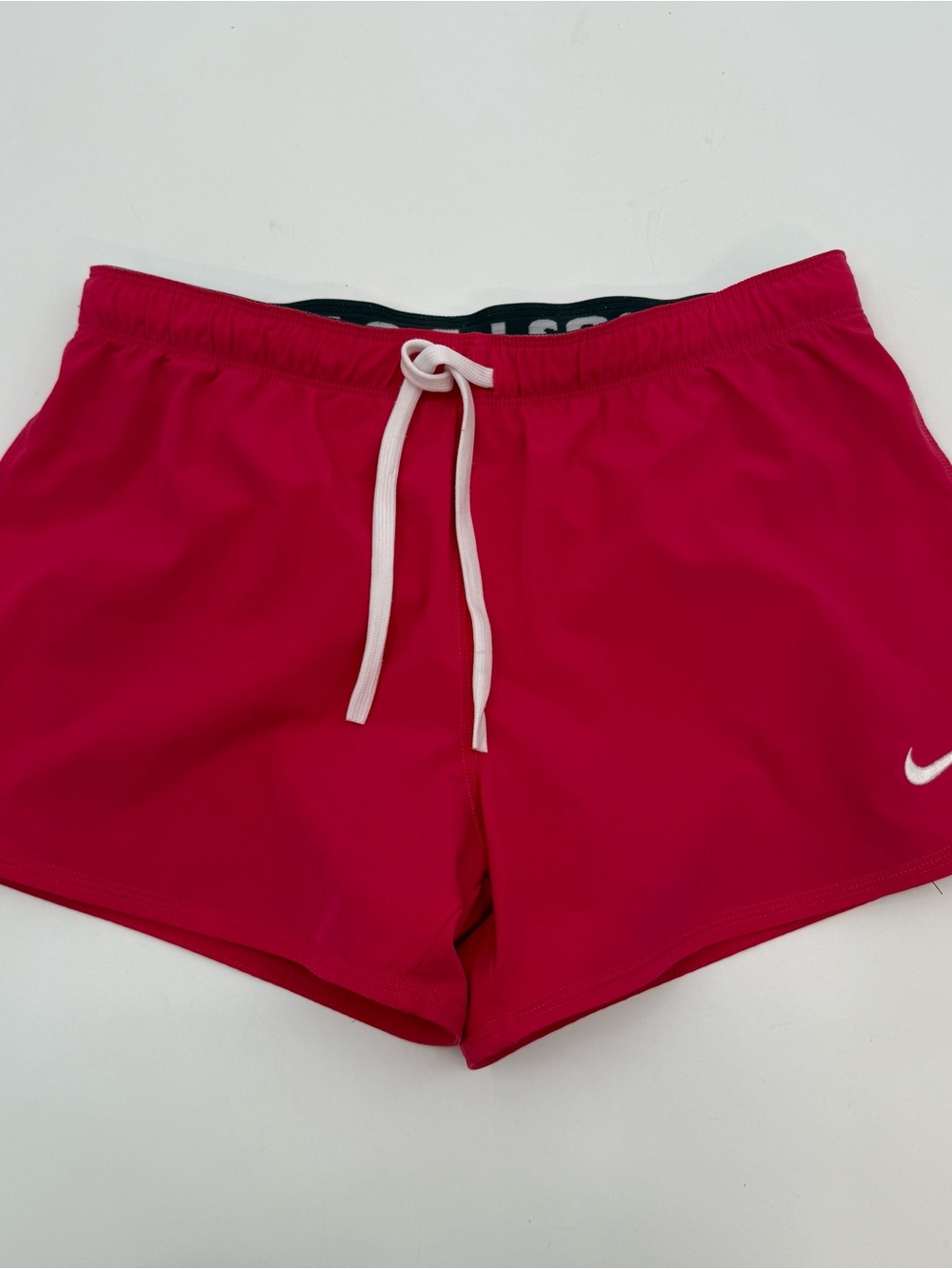 Nike Women's Bright Pink Athletic Shorts with White Drawstring